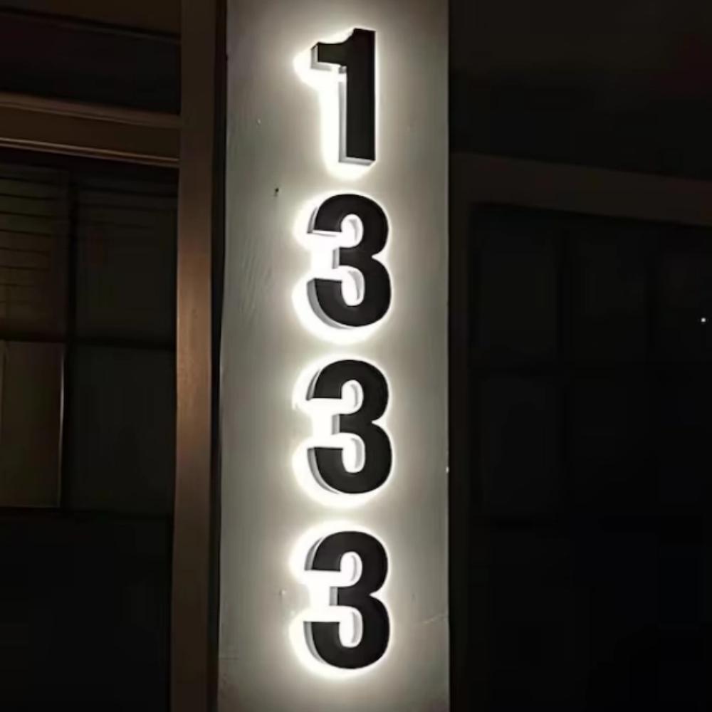 Solar Backlit LED House Number Address Sign