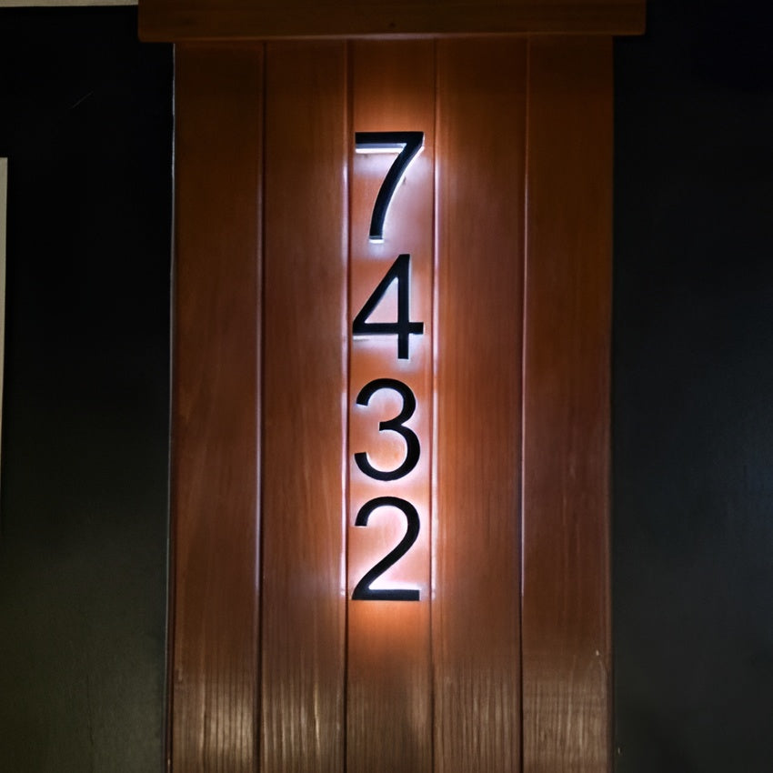 Solar Backlit LED House Number Address Sign