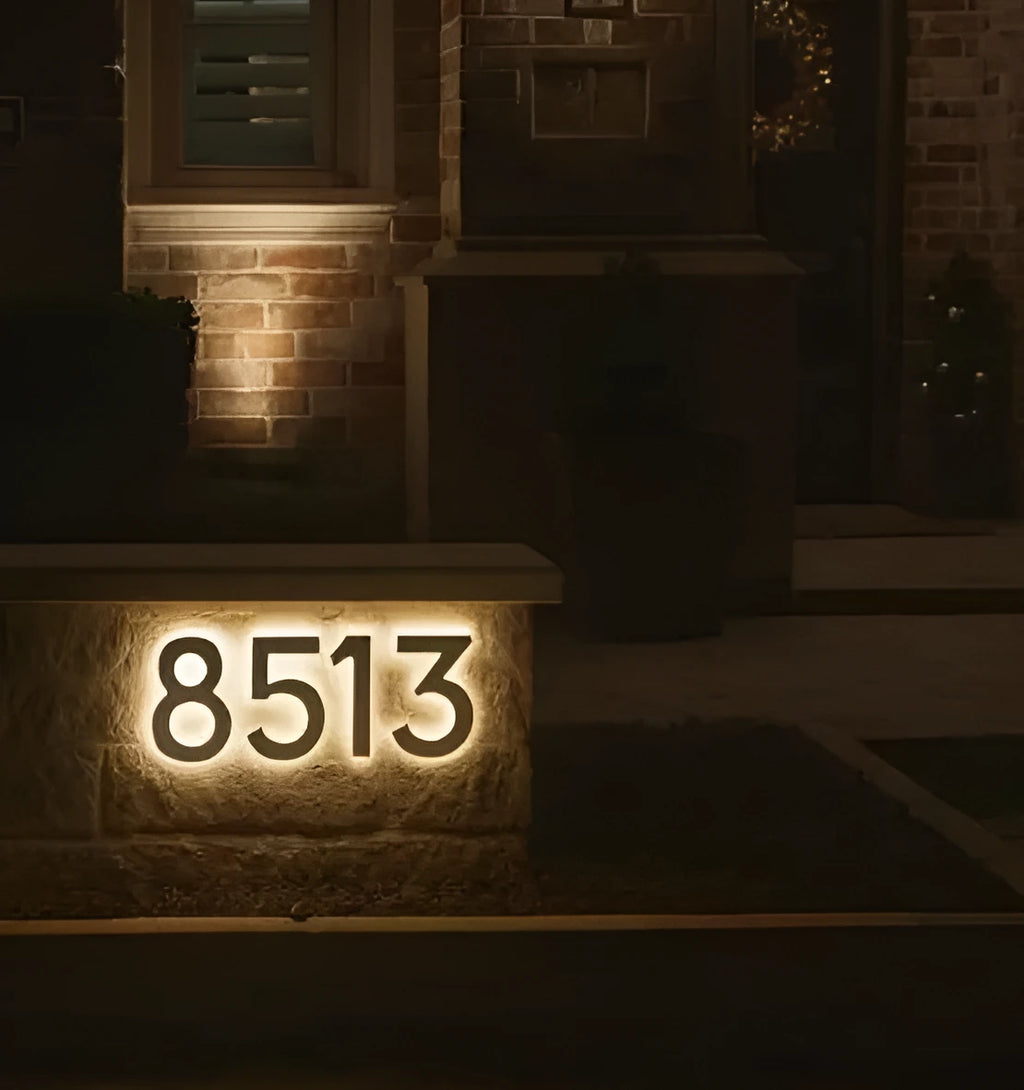 Solar Backlit LED House Number Address Sign