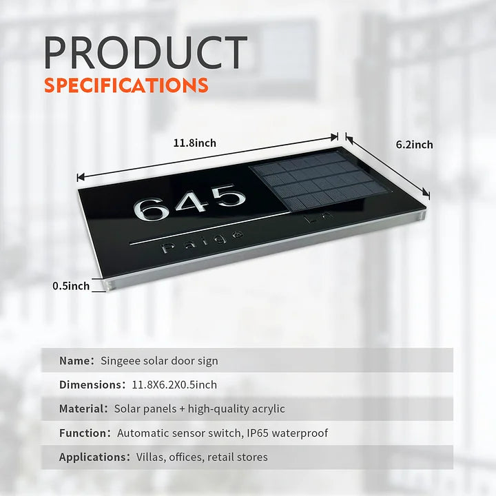 CUSTOM WIRELESS SOLAR LED ADDRESS SIGN