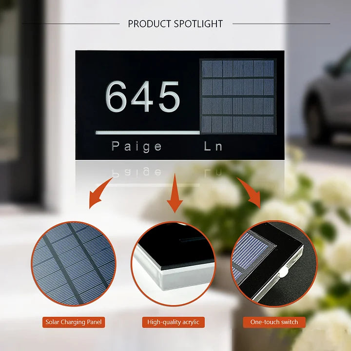 CUSTOM WIRELESS SOLAR LED ADDRESS SIGN