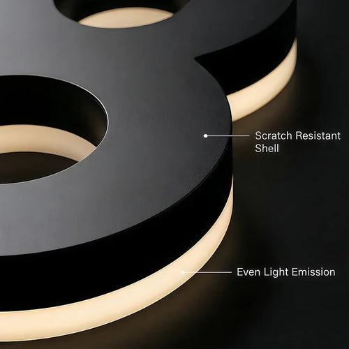 Solar Backlit LED House Number Address Sign